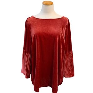 Foxcroft NYC Red Velour Velvet Blouse Top 18W